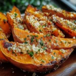 Garlic Parmesan Sweet Potato Wedges