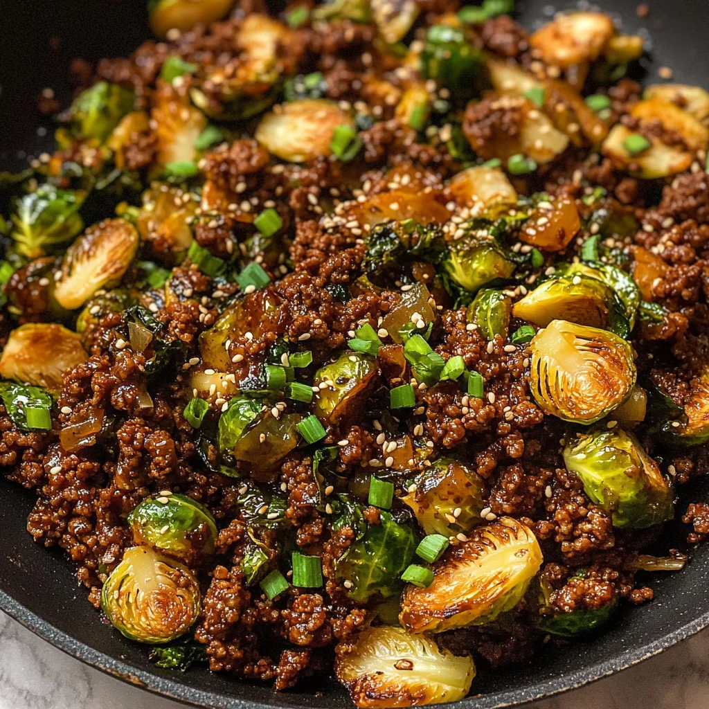 Ground Beef and Brussels Sprouts