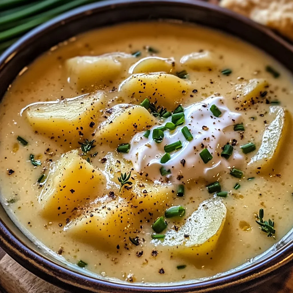 Hearty Cheddar Garlic Herb Potato Soup Recipe