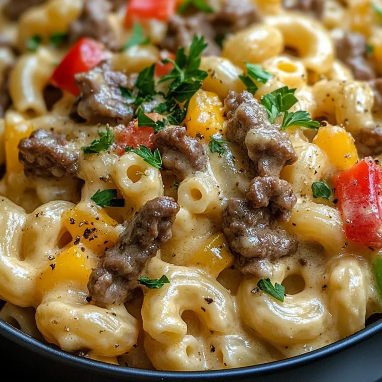 High-Protein Creamy Philly Cheesesteak Mac & Cheese