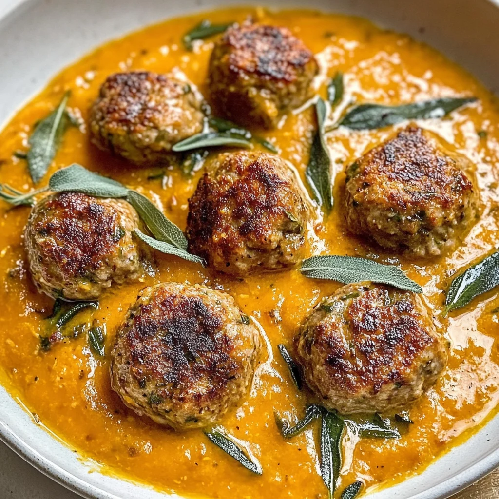 Turkey Meatballs in Pumpkin Sage Sauce