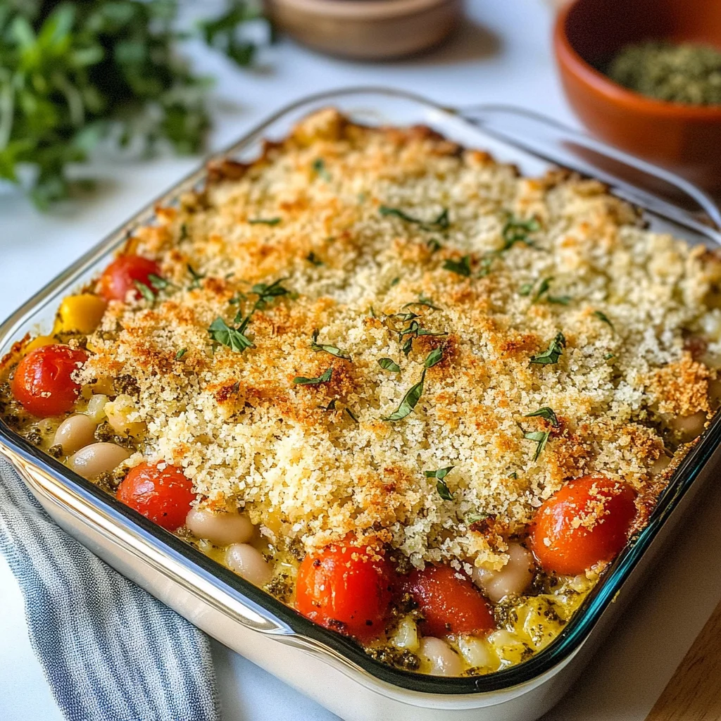 White Bean and Pesto Bake