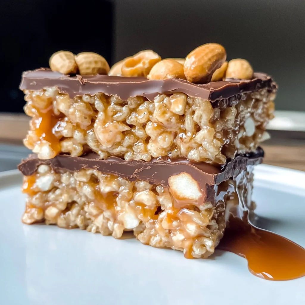 Caramel Peanut Rice Krispie Treats