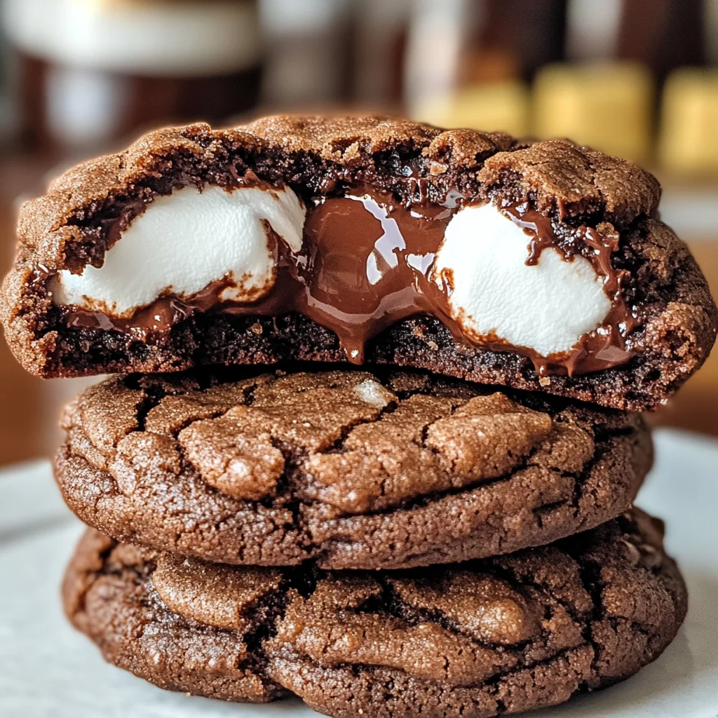 Marshmallow and Nutella Stuffed Chocolate Cookies
