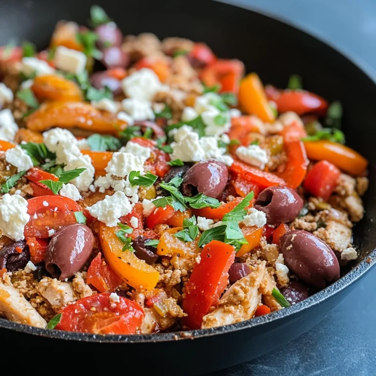 Mediterranean Keto Ground Chicken Skillet with Olives and Feta