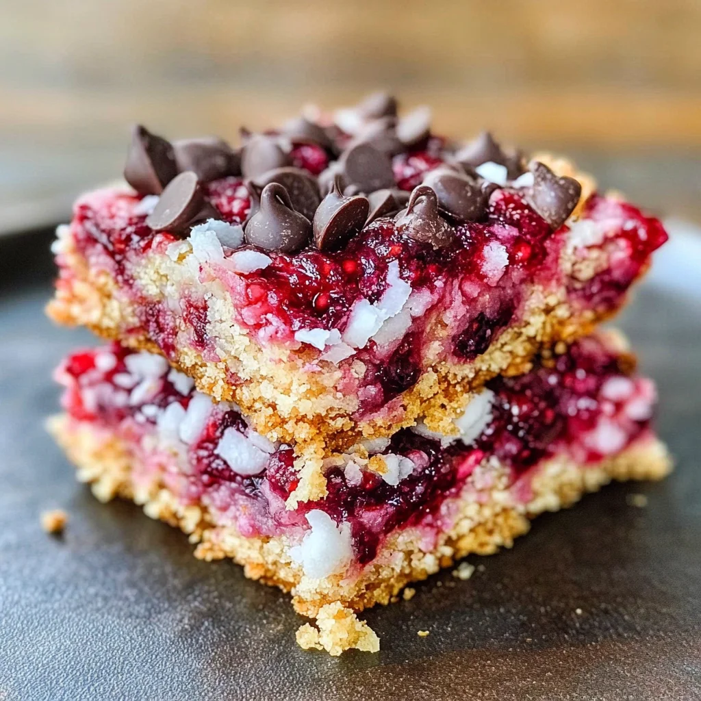 Raspberry Coconut Magic Bars