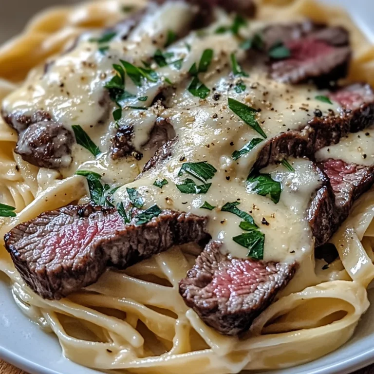 Savory Steak Gorgonzola Alfredo with Creamy Parmesan Sauce
