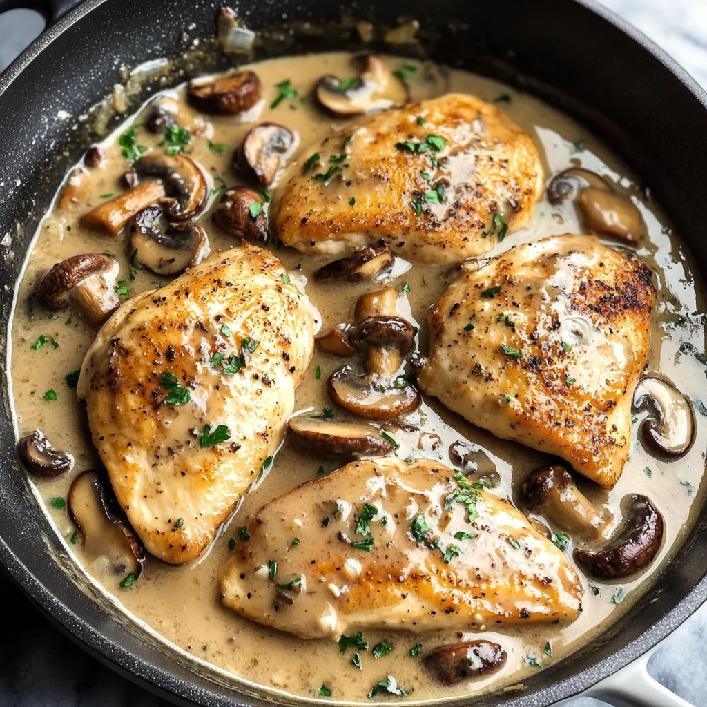 Skillet Chicken and Mushroom Wine Sauce