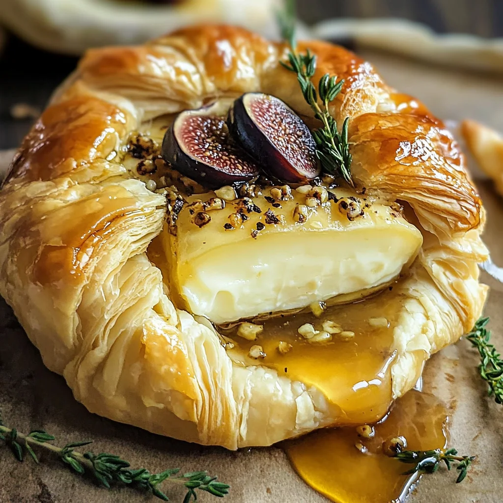 Baked Brie in Puff Pastry with Honey and Fig