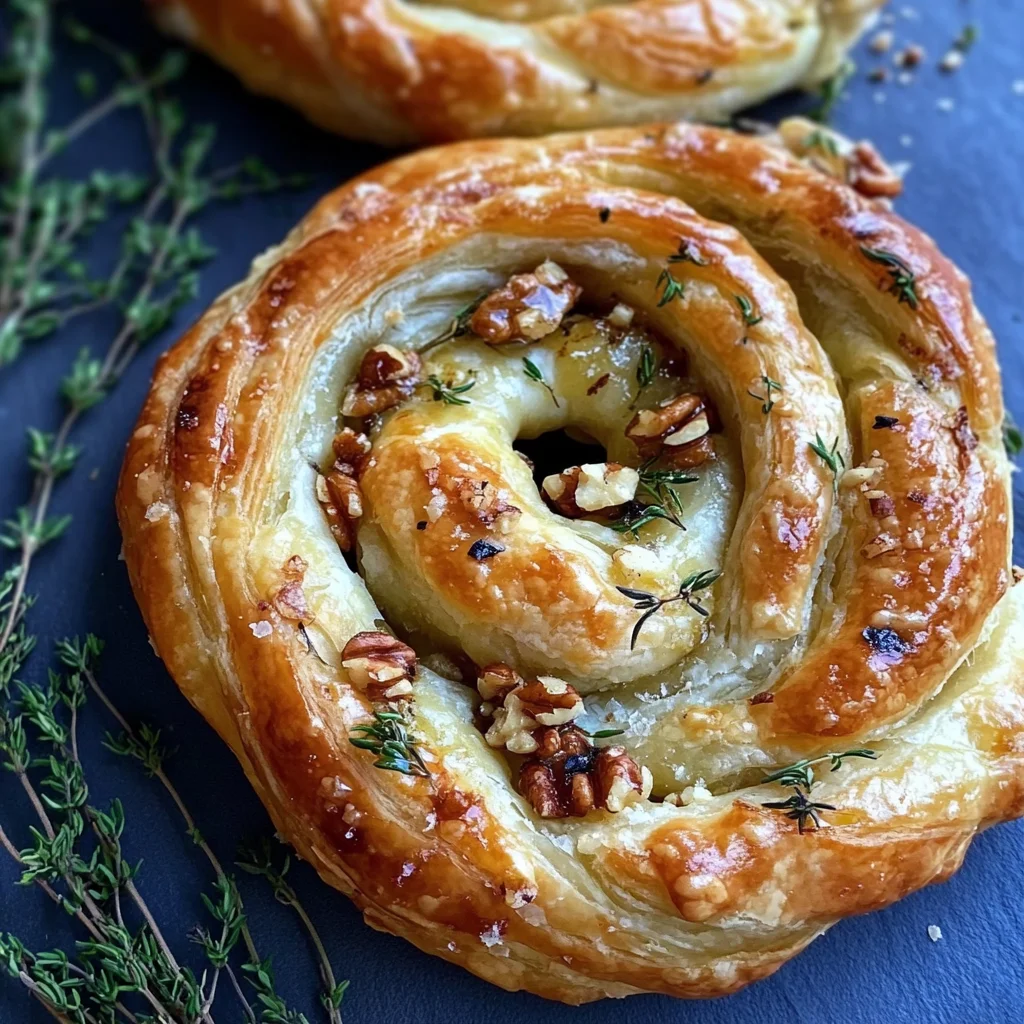 Blue Cheese Walnut Thyme Puff Pastry Twirl Recipe