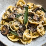 Cheese Tortellini with Butter, Mushrooms, and Crispy Sage