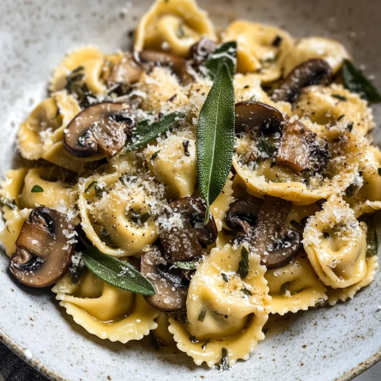 Cheese Tortellini with Butter, Mushrooms, and Crispy Sage