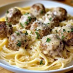 Garlic Butter Meatballs : Creamy Linguine Delight