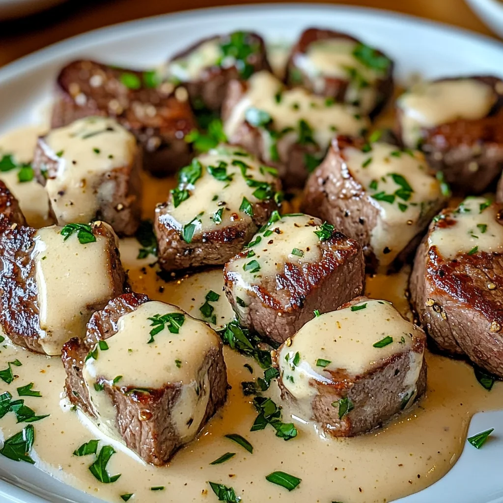 Garlic Butter Steak Bites with a Rich Parmesan Cream Sauce
