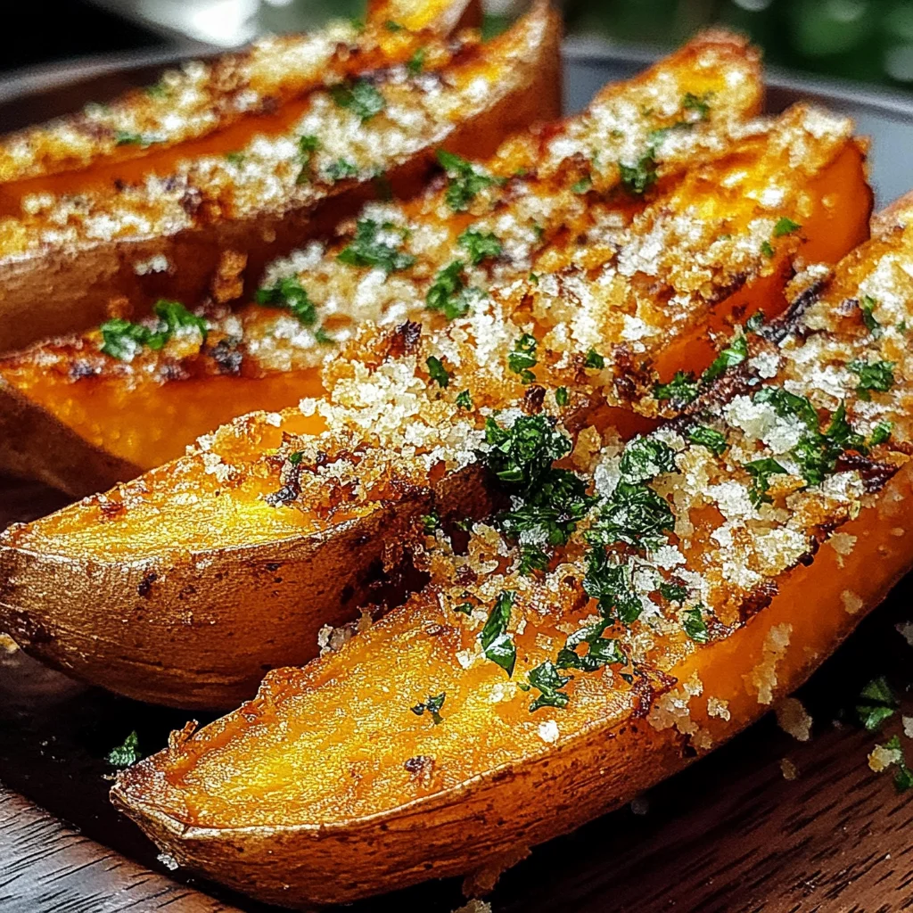 Garlic Parmesan Sweet Potato Wedges