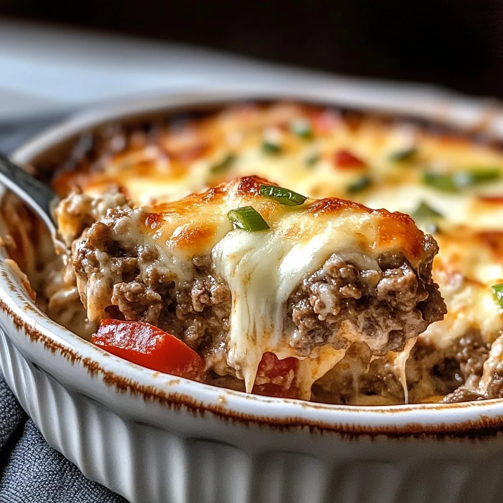 Low Carb Philly Cheesesteak Casserole