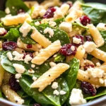 Spinach Pasta Salad with Feta and Cranberries