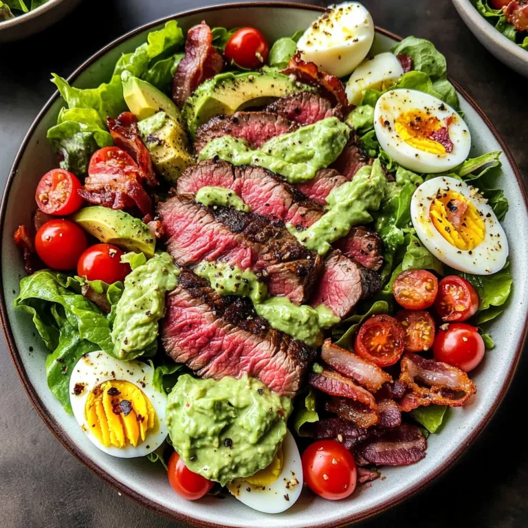 Steak Cobb Salad with Creamy Avocado Dressing {Whole30, Keto}