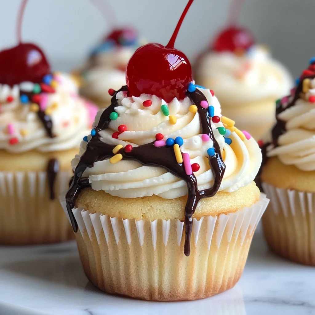 Banana Split Cupcakes