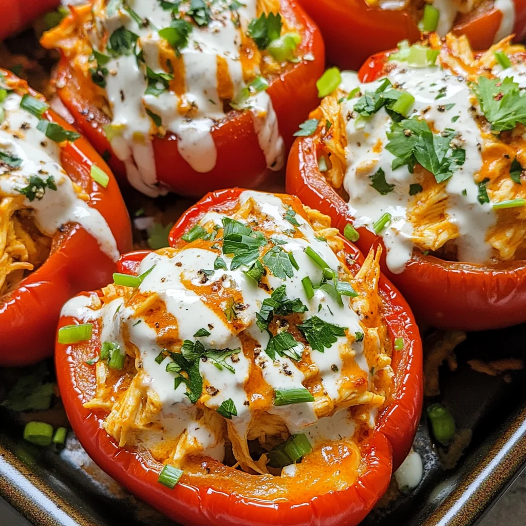 Buffalo Chicken Stuffed Peppers - Dairy Free & Low Carb