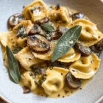 Cheese Tortellini with Butter, Mushrooms, and Crispy Sage