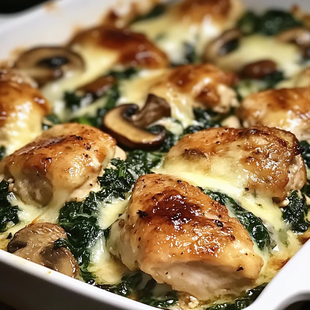 Chicken, Spinach, and Mushroom Low Carb Oven Dish