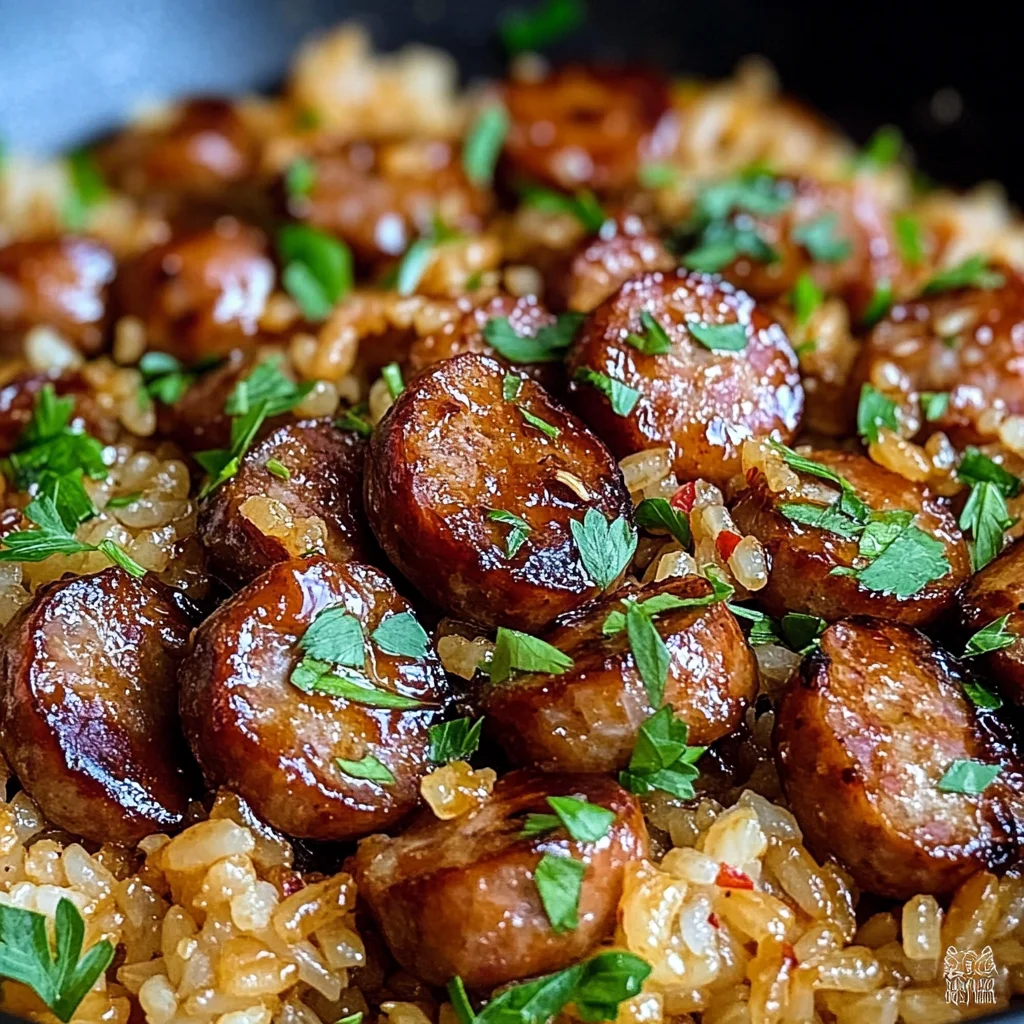 One-Pan Sweet and Tangy BBQ Sausage Rice