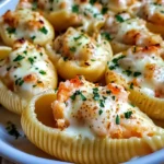 Seafood Stuffed Jumbo Shells with Creamy Cheese Sauce