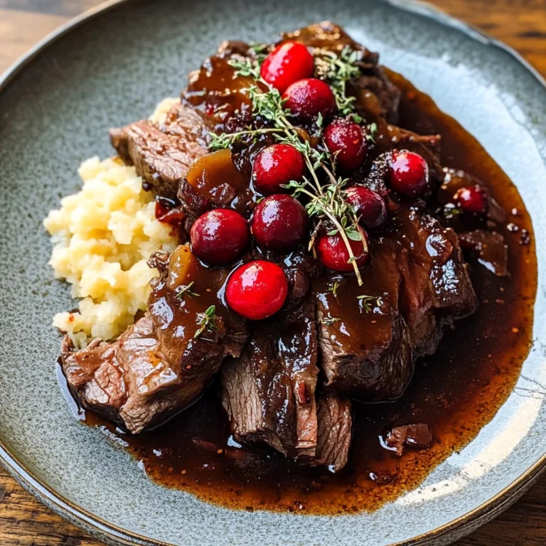 Slow-Braised Beef Roast with Cranberry Balsamic Glaze