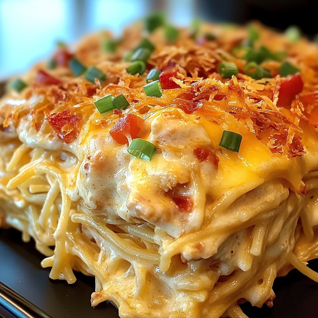 Spicy Southern Cheesy Chicken Spaghetti Casserole