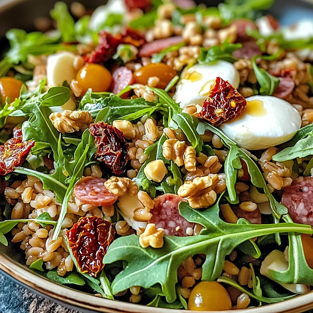 Zesty Antipasto Farro Salad with Sun-Dried Tomato Vinaigrette